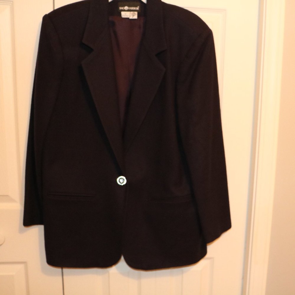 Vintage Navy Wool Women's Blazer Size 14 Sag Harbor